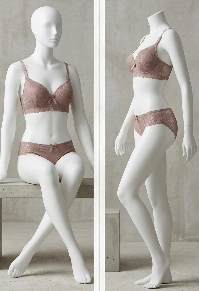 Blush Pink Lace Bra & Panty Set for Women