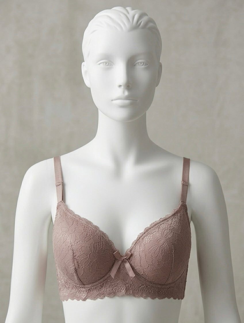 Blush Pink Lace Bra & Panty Set for Women