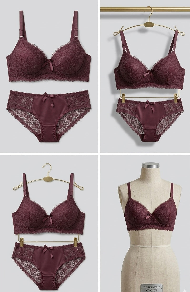 Blush Pink Lace Bra & Panty Set for Women